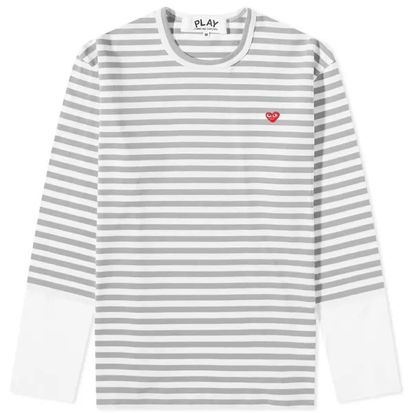 Футболка Comme des Garcons Play Long Sleeve Stripe Contrast Sleeve Te