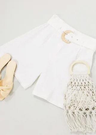 Свободные шорты с завышенной талией и поясом Glamorous-Белый