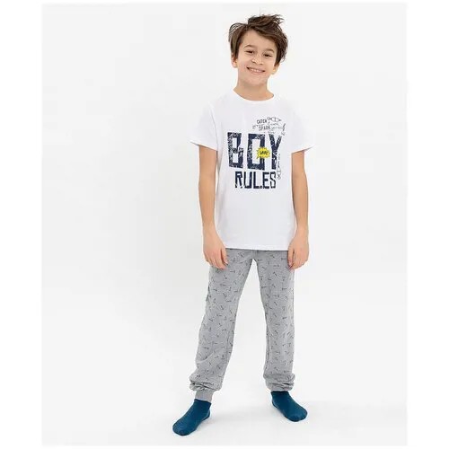 Пижама с брюками для мальчика, цвет серый, размер 98*104