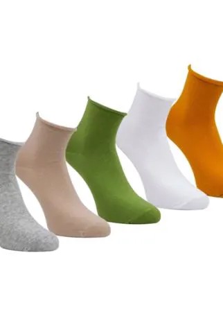 Носки GUARNERI 20к5, 5 пар, размер 36-40, горчичный/белый/зеленый/бежевый/серый меланж