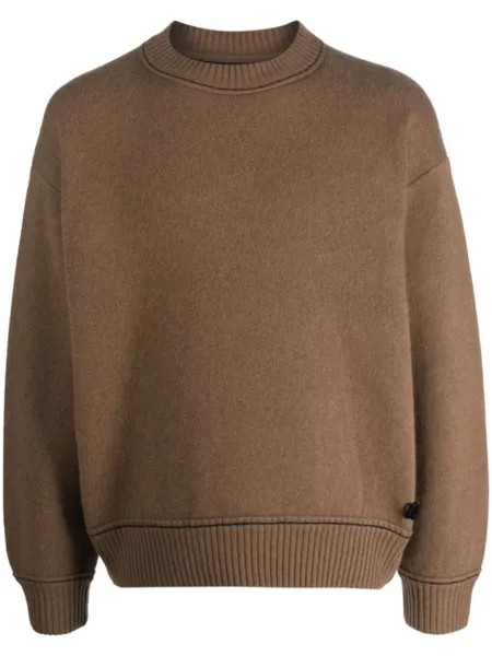 Sacai джемпер с круглым вырезом, коричневый