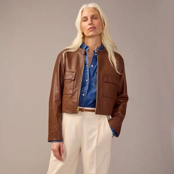 Коллекция jodie кожаная женская куртка J.Crew, коричневый