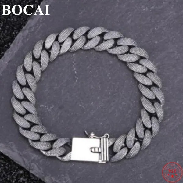 Браслет BOCAI из стерлингового серебра 2023 пробы, новинка, модная простая плетка, цепочка из серебра пробы, ручная работа, ювелирные изделия для мужчин и женщин