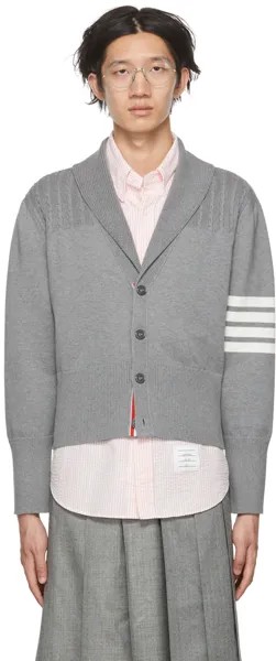 Серый кардиган с 4 полосами Thom Browne