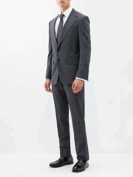 Однобортный костюм spencer из смесовой шерсти Tom Ford, серый