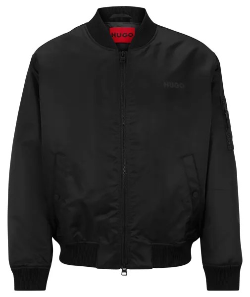 Водоотталкивающая куртка-бомбер Hugo Oversized-fit With Logo Print, черный
