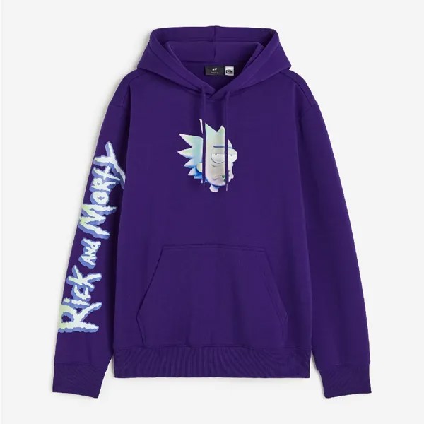 Толстовка H&M Regular Fit Rick and Morty, фиолетовый