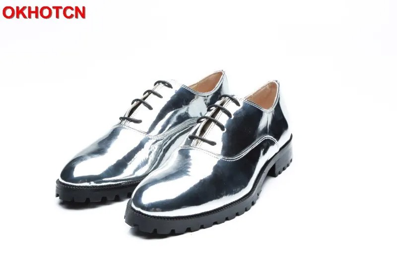Мужские Кожаные Мокасины, серебристые дизайнерские туфли ручной работы, на шнуровке, оксфорды, новинка обувь с резиновой подошвой, итальянский бренд, лоферы