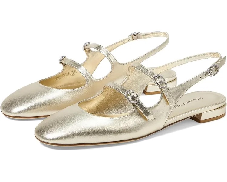 Туфли на плоской подошве Stuart Weitzman Claris Mj Slingback, цвет Light Gold