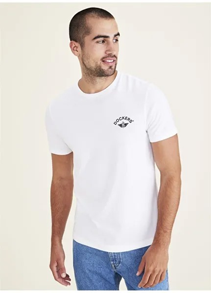 Белая мужская футболка с круглым вырезом Dockers