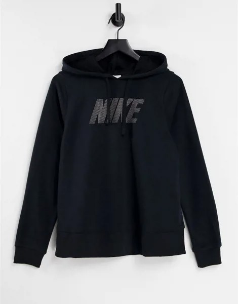 Худи из черного флиса с логотипом Nike Training Metallic Dri-FIT-Черный цвет