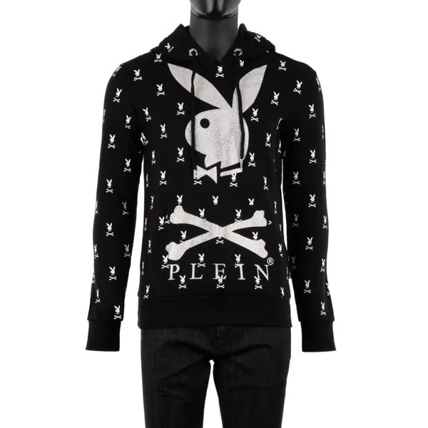 Свитер с капюшоном PHILIPP PLEIN x PLAYBOY Crystals Logo Bunny, черный, белый 08368