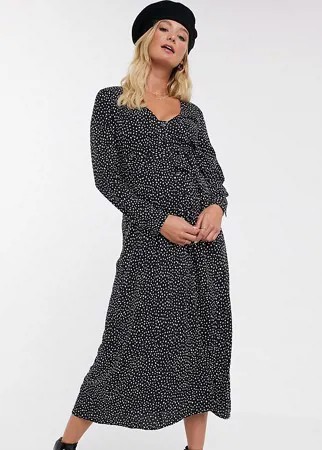 Эксклюзивное платье миди в горошек на пуговицах ASOS DESIGN Maternity-Мульти