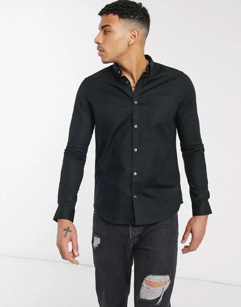 Черная оксфордская рубашка Burton Menswear-Черный