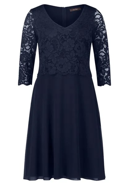 Коктейльное платье с кружевом Vera Mont, синий