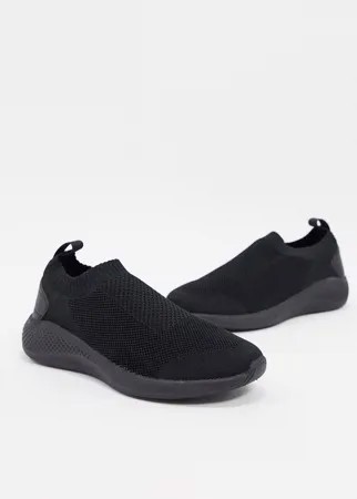 Черные кроссовки-слипоны с эластичным верхом ASOS DESIGN-Черный