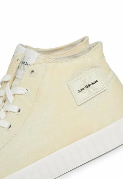 Высокие кеды Washed Calvin Klein, кремово-белые ярко-белые