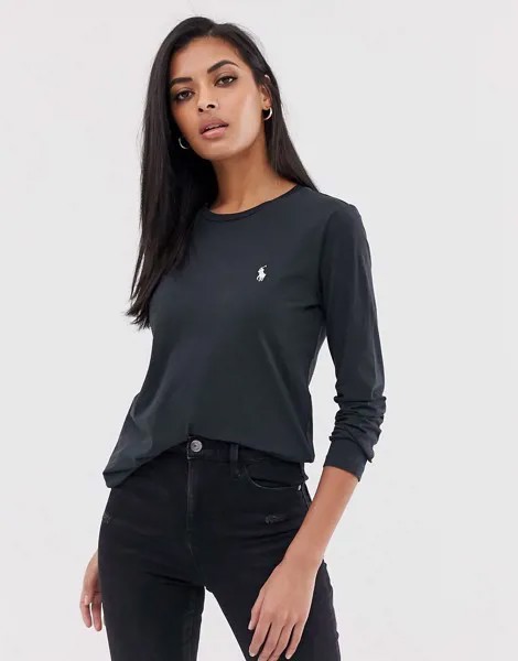 Классический лонгслив с логотипом Polo Ralph Lauren-Черный