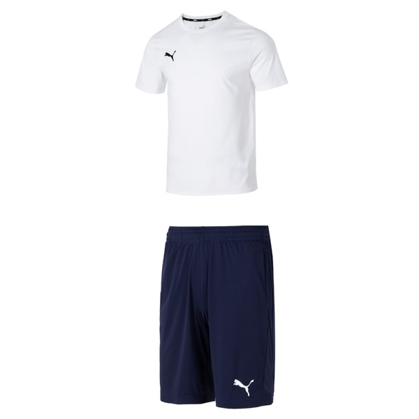 Mercedes Повседневная спортивная мужская белая футболка + синие шорты Puma, цвет White T-shirt + blue shorts