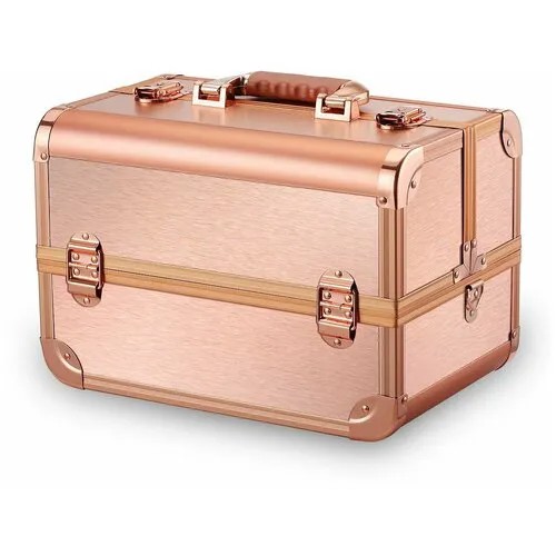 Бьюти-кейс OKIRO, 24х24х35 см, золотой, розовый