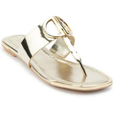 DKNY Женские сандалии Halcott Gold Metallic Thong Sandals Shoes 7.5 Medium (B,M) BHFO 0775