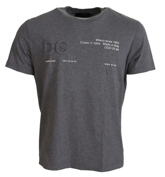 Эксклюзивная футболка DOLCE - GABBANA Серый хлопковый топ с логотипом IT46 / US36 / S Рекомендуемая розничная цена 660 долларов США