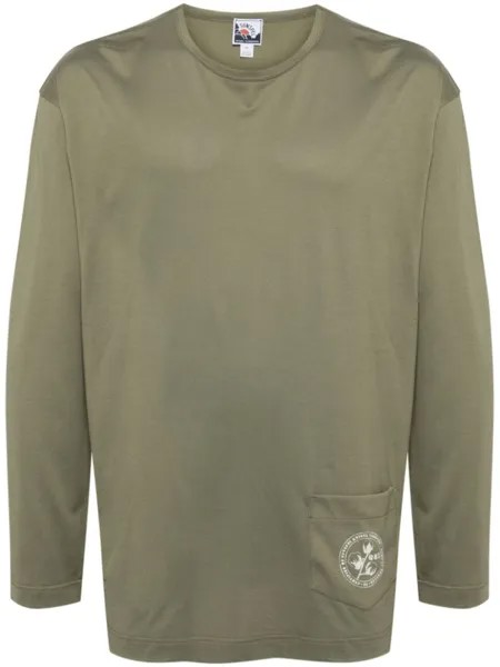 Хлопковая футболка с длинными рукавами из коллекции Nigel Cabourn Sunspel, зеленая