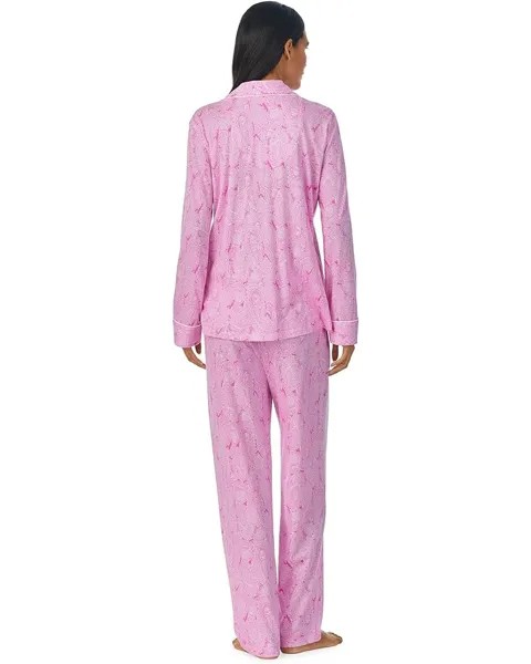 Пижамный комплект LAUREN Ralph Lauren Long Sleeve Knit Notch PJ Set, цвет Pink Paisley