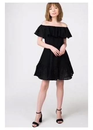 Платье-бандо миди с оборками T-Skirt 16SS-07-0105-FS женское Цвет Черный Однотонный р-р 42 S