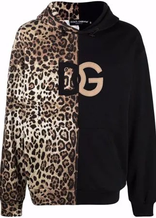 Dolce & Gabbana худи с леопардовым принтом и логотипом DG