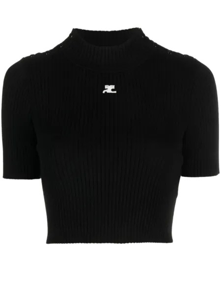 Courrèges укороченный джемпер с нашивкой-логотипом, черный