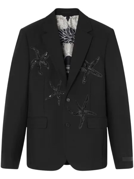Однобортный пиджак с бисером Versace, черный