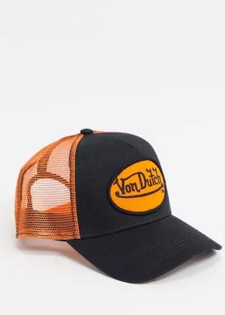 Черно-оранжевая кепка с логотипом Von Dutch-Черный