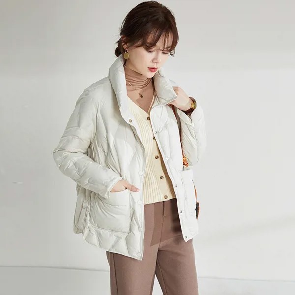 2023 зимние легкие куртки для женщин осень 90% белый утиный пух женские короткие корейские пальто новые женские пальто SQQ424