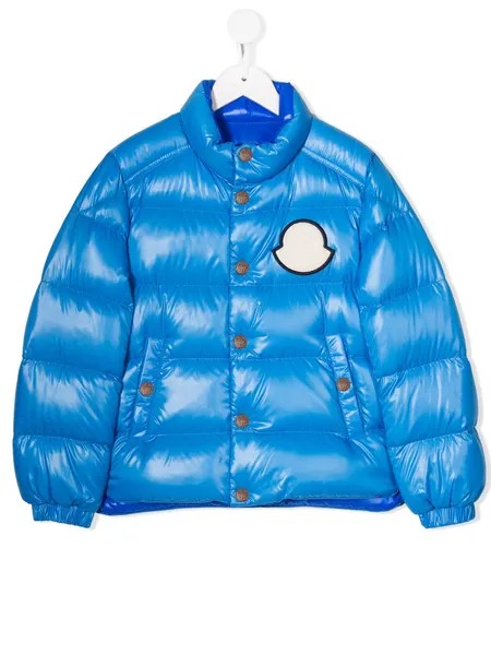 Moncler Enfant пуховик с нашивкой-логотипом