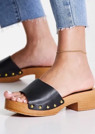 Черные мюли-сабо на среднем каблуке ASOS DESIGN Henrietta-Черный цвет