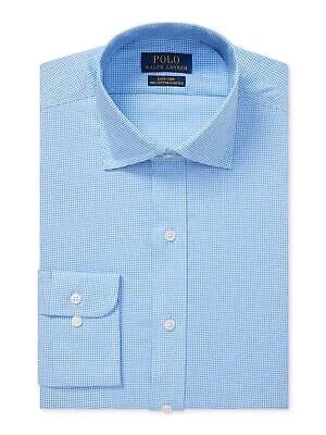 RALPH LAUREN Синяя классическая рубашка в мини-сетку с воротником XL 17/17,5- 36/37