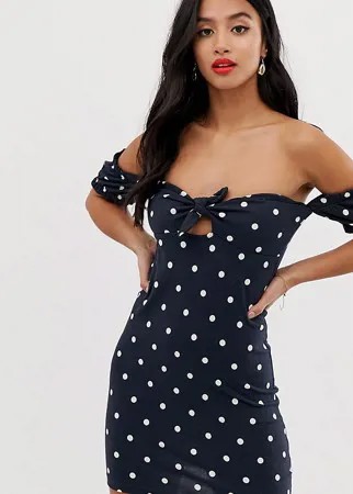 Сарафан в горошек с открытыми плечами ASOS DESIGN Petite-Мульти
