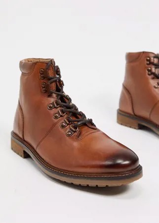 Массивные ботинки из коричневой кожи на шнуровке Silver Street-Коричневый