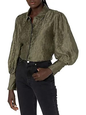 GUESS Женская зеленая жаккардовая блуза без подкладки с манжетами и рукавами на пуговицах Топ S
