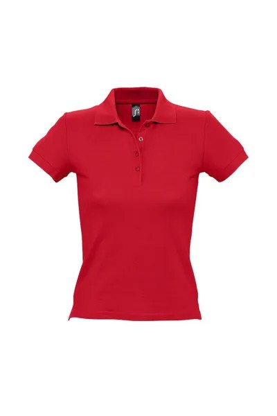 Рубашка поло из хлопка с короткими рукавами People Pique SOL'S, красный