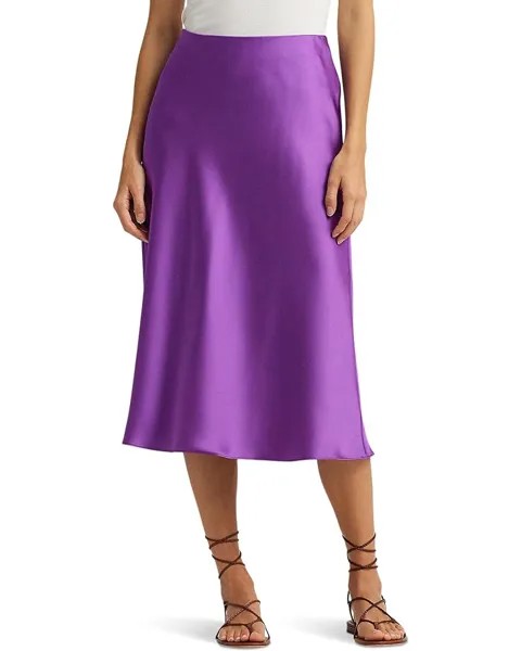 Юбка LAUREN Ralph Lauren Satin Charmeuse Midi, фиолетовый