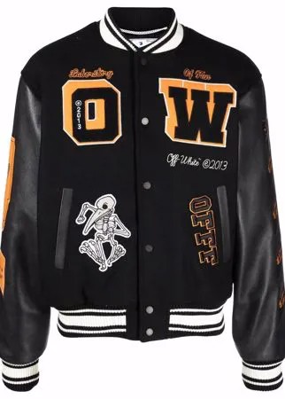 Off-White бомбер с нашивками