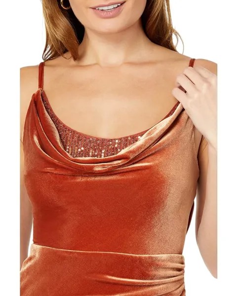 Платье BCBGMAXAZRIA Stretch Velvet Evening Dress, цвет Cinnamon Stick