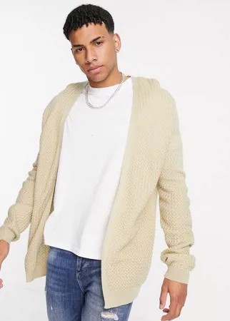 Облегающий кардиган бежевого цвета с «плетеным» узором ASOS DESIGN-Светло-бежевый цвет