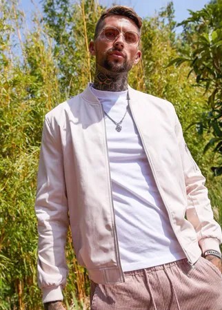 Розовый бомбер с карманом MA1 на рукаве ASOS DESIGN-Розовый цвет