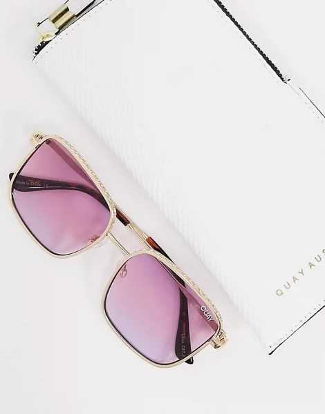 Женские квадратные солнцезащитные очки с фиолетовыми линзами Quay Australia Real One-Фиолетовый
