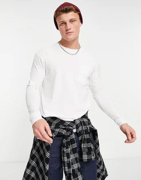 Белый лонгслив с карманом Jack & Jones Premium