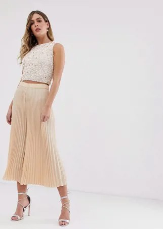 Бежевые кюлоты Lace & Beads-Розовый