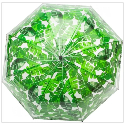 Зонт купол Тропики Эврика, зонт-трость женский, детский, прозрачный, 8 спиц, диаметр купола 80 см
